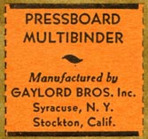 Gaylord Bros., Pamphlet Binders, Syracuse, NY and Stockton, California (27mm x 26mm)