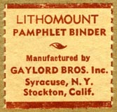Gaylord Bros., Stockton, California & Syracuse, New York (26mm x 26mm, before 1966)