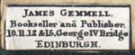 James Gemmell, Edinburgh, Scotland (24mm x 9mm, ca.1880?)