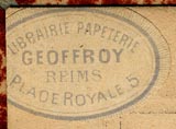 Geoffroy, Librairie-Papeterie, Place Royale 5, Reims (28mm x 20mm)