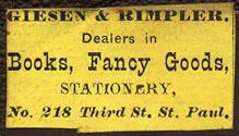 Giesen & Rimpler, St. Paul, Minnesota (35mm x 20mm, ca.1870s?)