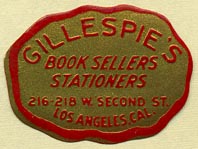 Gillespie's, Booksellers - Stationers, Los Angeles, California (32mm x 23mm)