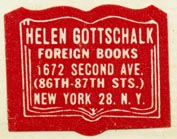 Helen Gottschalk, Foreign Books, New York, NY (28mm x 22mm, ca.1948)