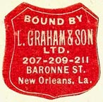 L. Graham & Son (binders), New Orleans, Louisiana (22mm x 24mm). Courtesy of S. Loreck.