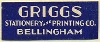 Griggs Stationery and Printing Co., Bellingham, Washington (33mm x 13mm)