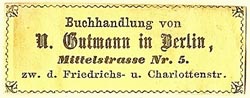 U. Gutmann, Buchhandlung, Berlin, Germany (40mm x 15mm)