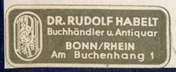 Dr. Rudolf Habelt, Buchhandler u. Antiquar