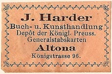 J. Harder, Buch- u. Kunsthandlung, Altona [Hamburg], Germany (38mm x 24mm)