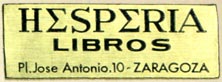 Hesperia, Libros, Zaragoza, Spain (36mm x 14mm, ca.1966)