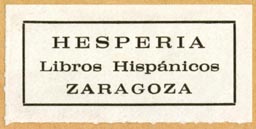 Hesperia, Libros Hispánicos, Zaragosa, Spain (42mm x 20mm). Courtesy of R. Behra.
