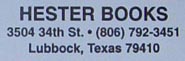 Hester Books, Lubbock, Texas (29mm x 9mm)