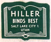 Hiller Bookbinding Co., Salt Lake City, Utah (27mm x 22mm)