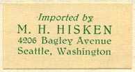 M.H. Hisken, Seattle, Washington (31mm x 16mm, after 1937)