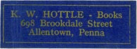 K.W. Hottle, Allentown, Pennsylvania (approx 32mm x 11mm)