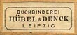 Hübel & Denck, Buchbinderei, Leipzig, Germany (17mm x 7mm, ca.1889)