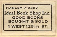 Ideal Book Shop, New York, NY (30mm x 19mm, ca.1920s).
