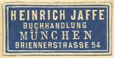 Heinrich Jaffe, Buchhandlung, Munich, Germany (26mm x 13mm).