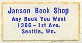 Janson Book Shop, Seattle, Washington (26mm x 13mm, ca.1968). Courtesy of Ken Bosman.