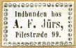 A.F. J�rs [binder], Copenhagen, Denmark (18mm x 11mm, ca.1850s?). Courtesy of Robert Behra.