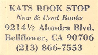 Kats Book Stop, Bellflower, California (inkstamp, 48mm x 26mm)