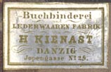 H. Kienast, Buchbinderei und Lederwaaren Fabrik, Danzig [Gdansk, Poland] (25mm x 16mm)