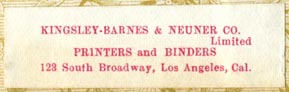 Kingsley-Barnes & Neuner Co, Los Angeles, Calif (46mm x 14mm, ca.1900)