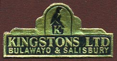 Kingstons, Bulawayo & Salisbury [now Harare], Zimbabwe (38mm x 20mm)