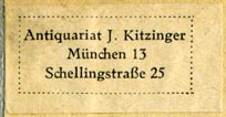 J. Kitzinger, Antiquariat, Munich, Germany (33m x 17mm)
