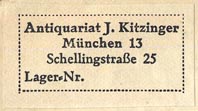 J. Kitzinger, Antiquariat, Munich [ Germany] (44m x 20mm)