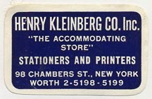 Henry Kleinberg Co., New York (35mm x 22mm)