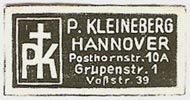 P. Kleineberg, Hannover, Germany (approx 30mm x 15mm, ca.1950)