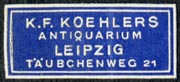 K.F. Koehler, Antiquarium, Leipzig, Germany (29mm x 13mm, after 1927)