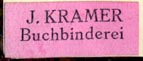 J. Kramer, Buchbinderei [Bern?] (23mm x 9mm, ca.1930)
