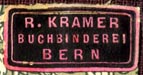 R. Kramer, Buchbinderei, Bern (24mm x 12mm, ca.1910)