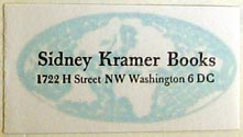 Sidney Kramer Books, Washington DC (37mm x 20mm, after 1955). Courtesy of Charlie Breunig.
