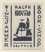 Ralph Krogstad, Windjammer Bookshop, Seattle (17mm x 21mm, ca. 1940)