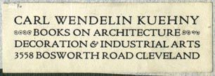 Carl Wendelin Kuehny, Books on Architecture, Decoration & Industrial Arts, Cleveland, Ohio (50mm x 17mm)