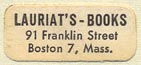 Lauriat's Books, Boston, Massachusetts (22mm x 10mm)