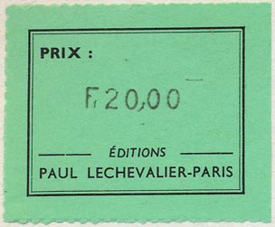 Éditions Paul Lechevalier, Paris, France (49mm x 40mm, ca.1964)