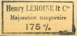 Henry Lemoine, Paris & Brussels (inkstamp, 42mm x 20mm, after 1925)