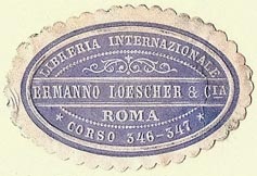 Ermanno Loescher & Cia., Libreria Internazionale, Rome, Italy (39mm x 25mm)