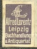 Alfred Lorentz, Buchhandlung u. Antiquariat, Leipzig [Germany] (11mm x 16mm, ca.1927)