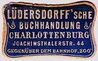 Luedersdorff'sche Buchhandlung, Charlottenburg [Berlin], Germany (31mm x 19mm, ca.1901)