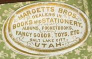 Margetts Bros, Stationers, Salt Lake City, Utah  (29mm x 19mm, ca.1880s)