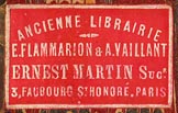 Ancienne Librairie, E.Flammarion et A.Vaillant, Ernest Martin, Paris (26mm x 16mm, ca.1898)