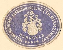 Th. Mierzinsky, Helwing'sche Hofbuchhandlung, Hannover, Germany (35mm x 28mm)