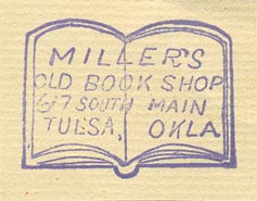 Miller's Old Book Shop, Tulsa, Oklahoma (inkstamp, 33mm x 25mm)