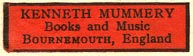 Kenneth Mummery, Books and Music, Bournemouth, England (32mm x 9mm)