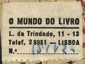 O Mundo do Livro, Lisbon [Portugal] (28mm x 20mm, ca.1960s?)