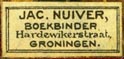 J.A.C. Nuiver, Boekbinder, Groningen, Netherlands (20mm x 10mm, after 1908). Courtesy of Robert Behra.